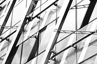 Black and white abstract modern glass building facade