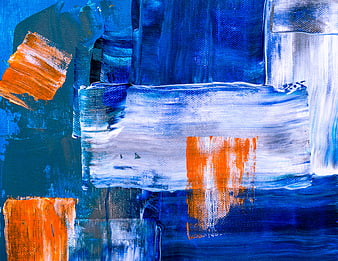 Abstract Blue and Orange Acrylic Painting Texture