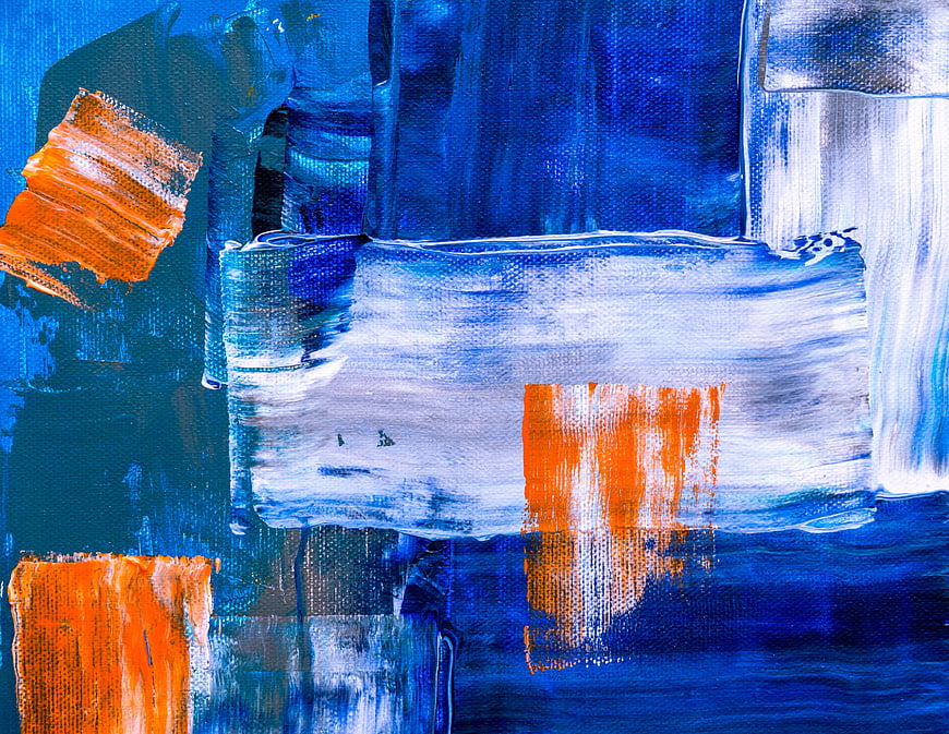 Abstract Blue and Orange Acrylic Painting Texture