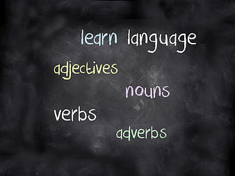 Learn Language Grammar Parts of Speech on Chalkboard