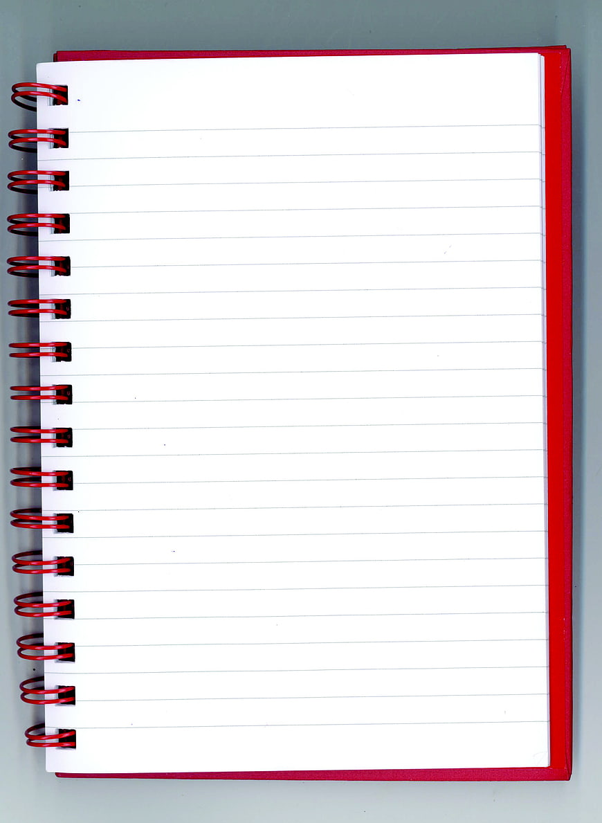 Open Red Spiral Notebook With Blank Lined Pages