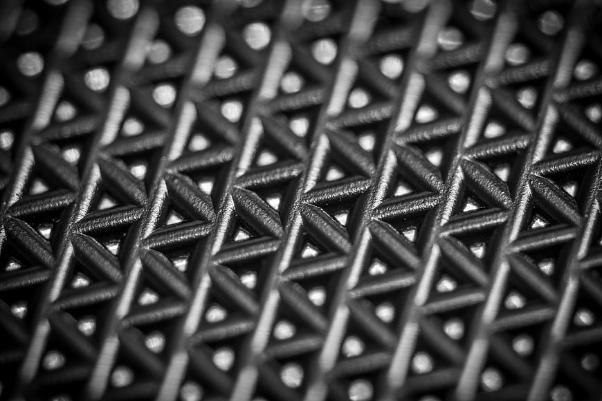 Black and white macro texture of woven mesh pattern