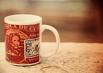 Vintage Cuba Coffee Mug with Red Stamp Design