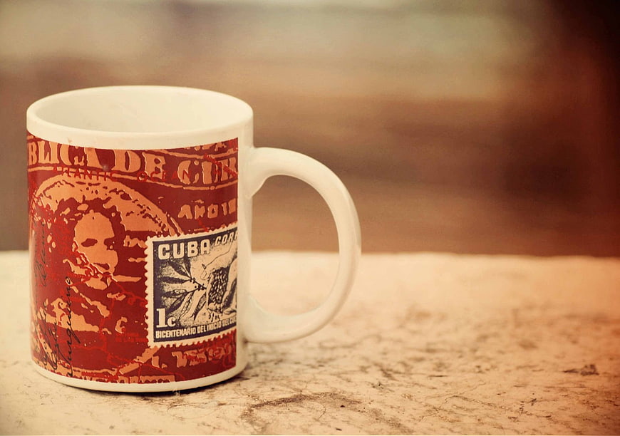 Vintage Cuba Coffee Mug with Red Stamp Design
