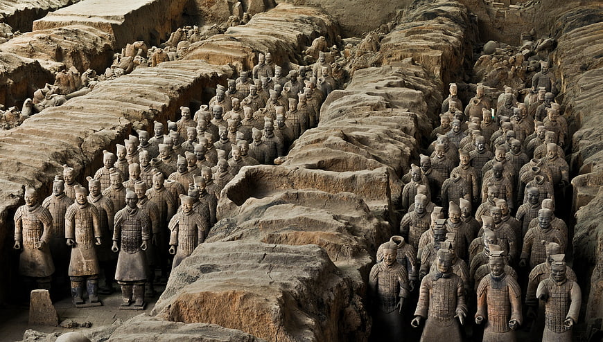 Terracotta Army Warriors in Xi'an Excavation Site