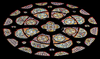 Stained Glass Rose Window with Star of David