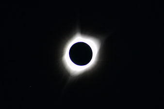 Total Solar Eclipse with Visible Corona in Black Sky