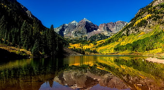 Autumn Mountain Lake Reflections In Colorado