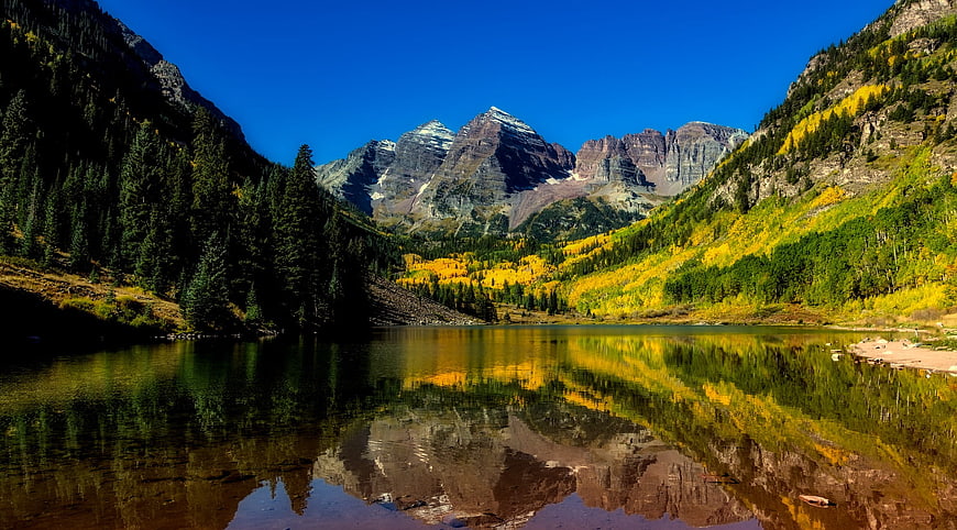 Autumn Mountain Lake Reflections In Colorado