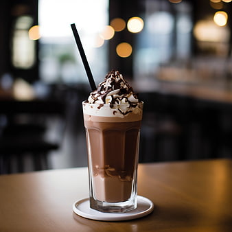 Iced Chocolate Milkshake with Whipped Cream and Chocolate Drizzle
