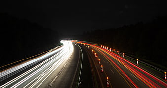 Highway Traffic Light Trails at Night