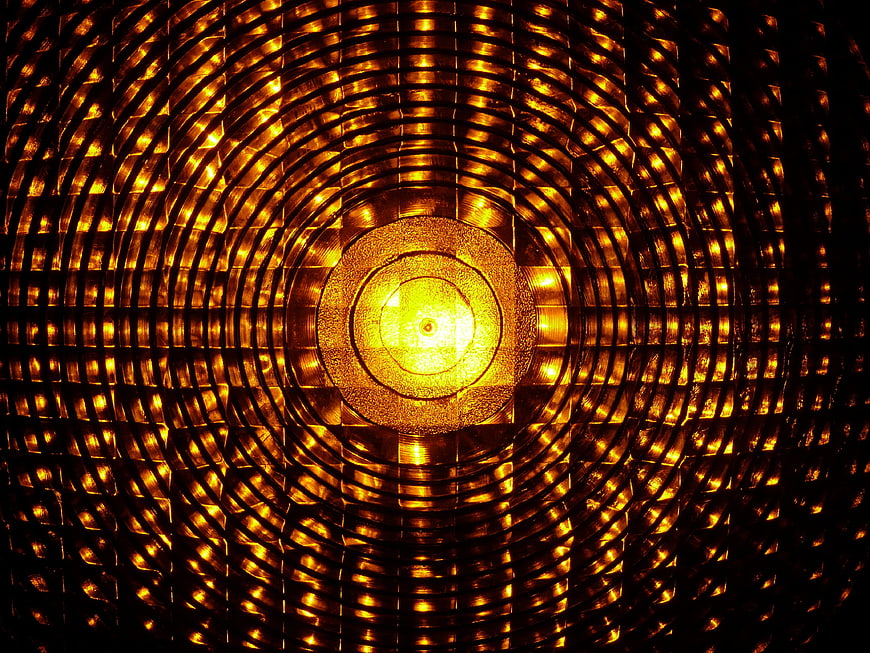 Close-up of Amber Warning Light Lens Texture