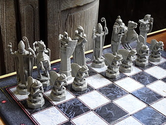Medieval Fantasy Chess Set With Intricate Sculpted Pieces