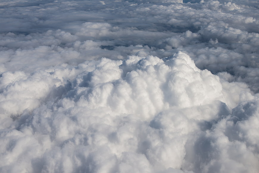 Aerial View of Fluffy White Cumulus Clouds