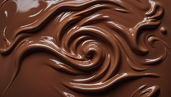 Glossy Swirling Melted Chocolate Texture Background