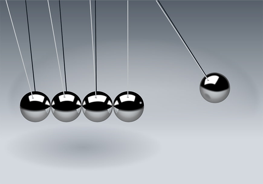 3D Render of Newton's Cradle with Chrome Spheres