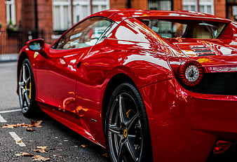 Red Ferrari 458 Spider Parked on Urban Street