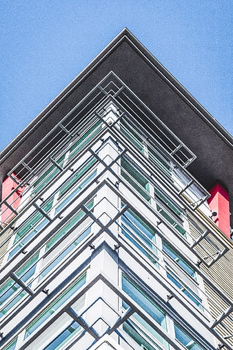 Modern Architectural Building Corner with Blue Sky
