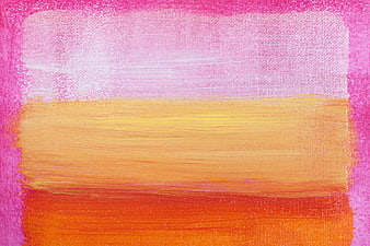 Abstract Color Field Painting on Canvas with Pink, Orange, and Yellow Brushstrokes