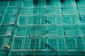 Green Construction Netting on Building Facade