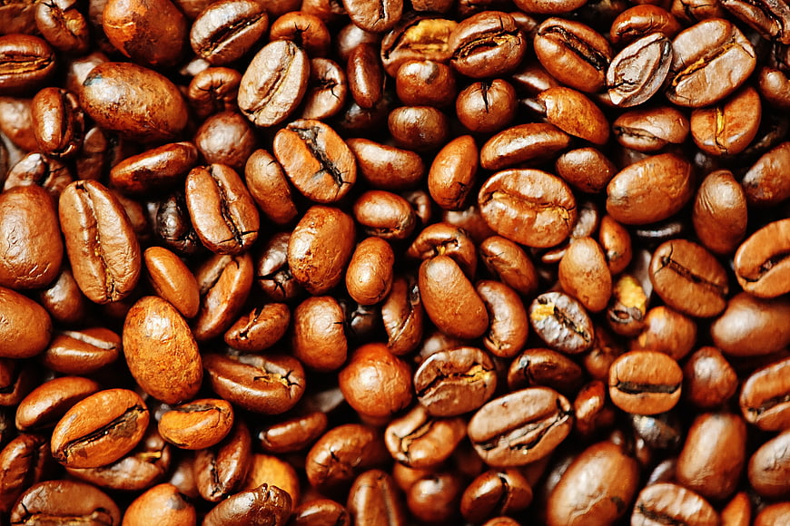 Close-up of roasted coffee beans texture background
