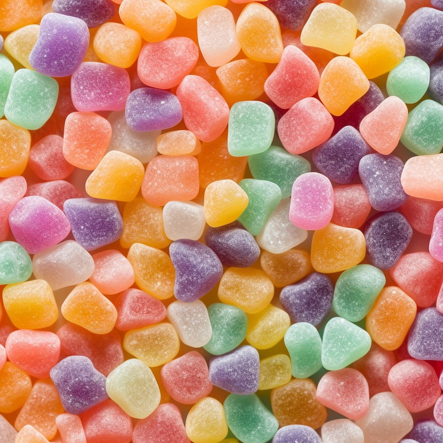 Colorful Sugar Coated Gummy Candies Close Up