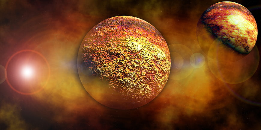 Fiery Exoplanets in Space with Lens Flare