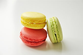 Colorful French Macarons on White Background