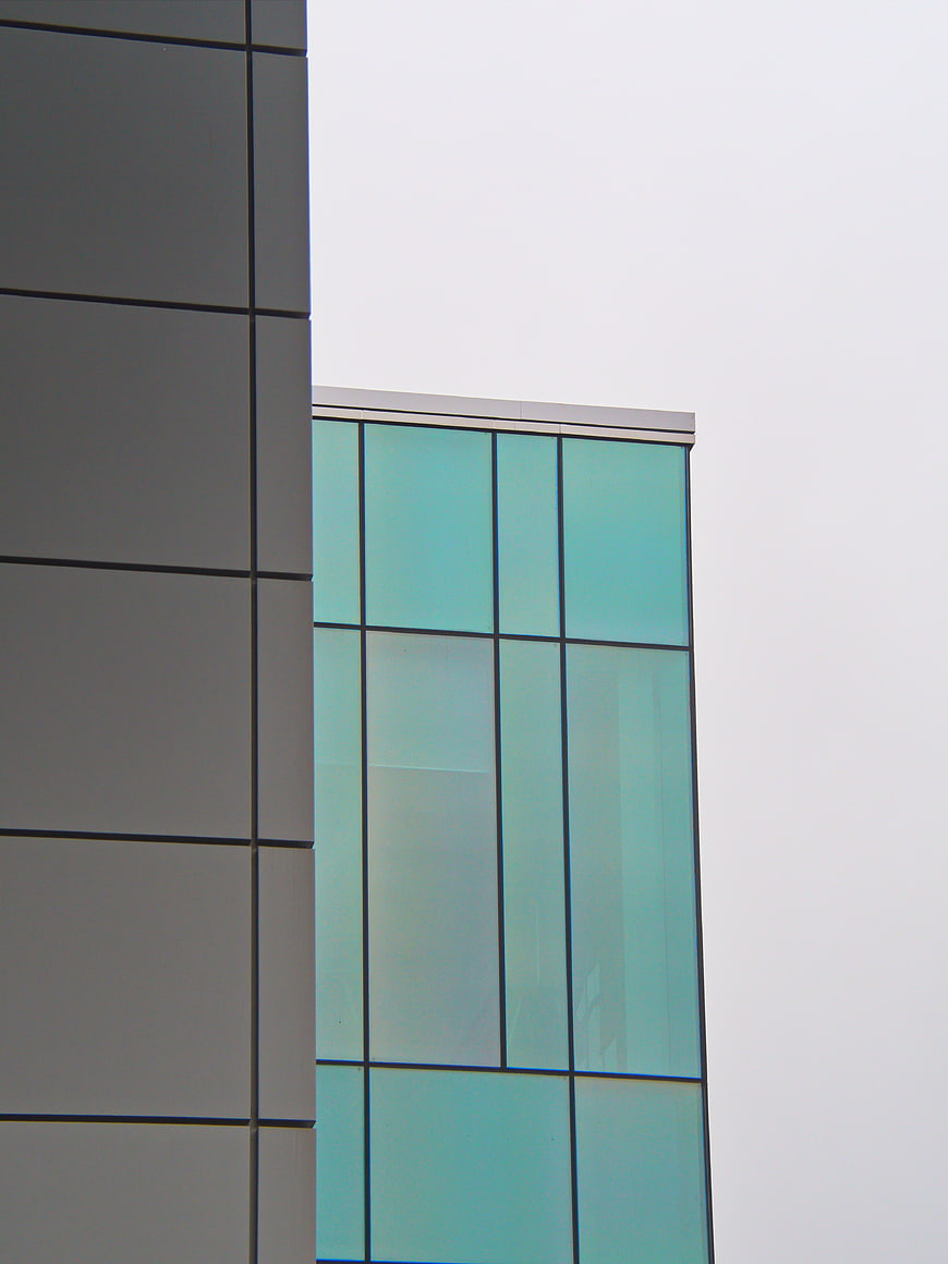 Modern Glass and Concrete Building Facade Detail