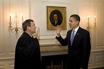 Barack Obama Taking Oath of Office Before Chief Justice John Roberts