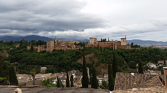 Panoramic View of Alhambra Palace in Granada, Spain