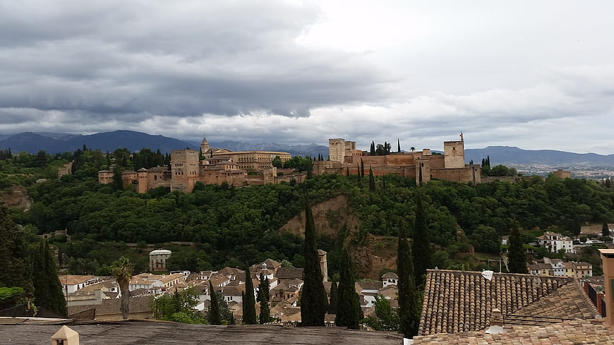 Panoramic View of Alhambra Palace in Granada, Spain