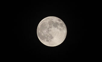 Full Moon Close Up Against Black Night Sky