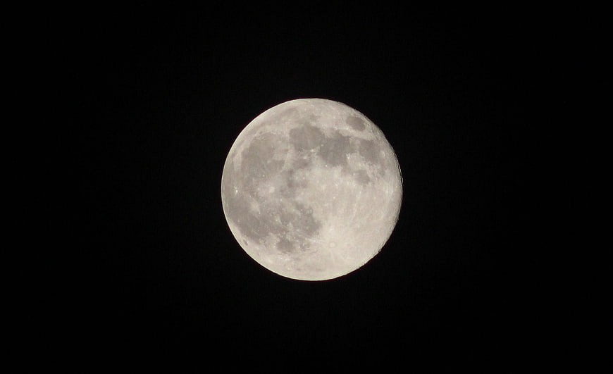 Full Moon Close Up Against Black Night Sky