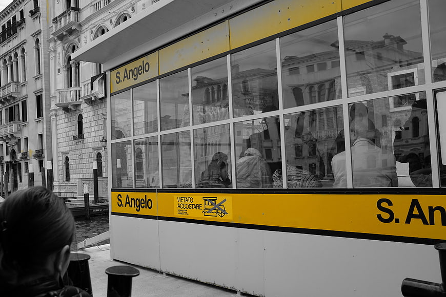 Venice Water Bus Station S. Angelo Black And White Selective Color