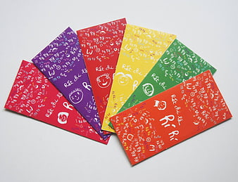 Colorful Vietnamese lucky money envelopes Tet holiday