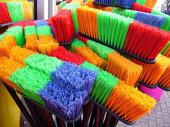 Colorful Broom Bristle Display