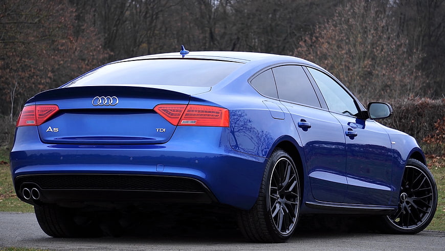 Rear View of Blue Audi A5 TDI Sedan