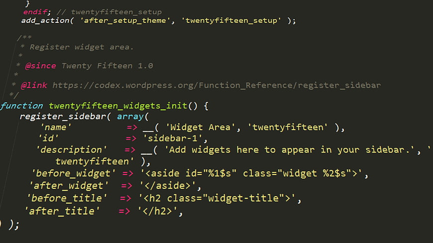 WordPress PHP Code Snippet for Widget Registration