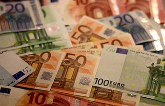 Scattered Euro Banknotes Close-Up