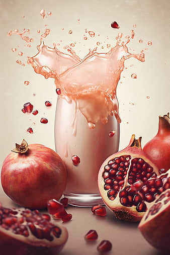 Fresh Pomegranate Juice Splash with Fruit