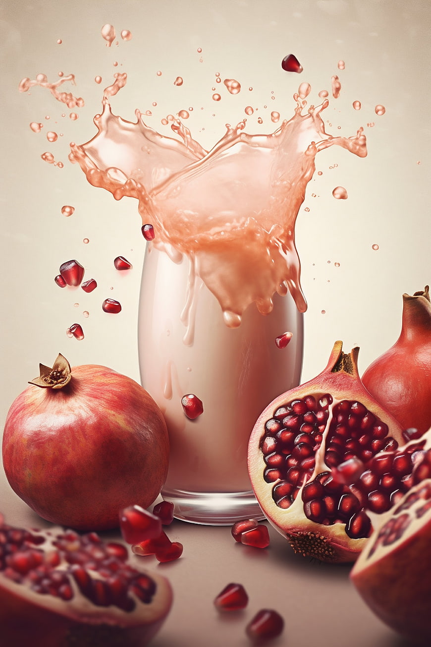 Fresh Pomegranate Juice Splash with Fruit