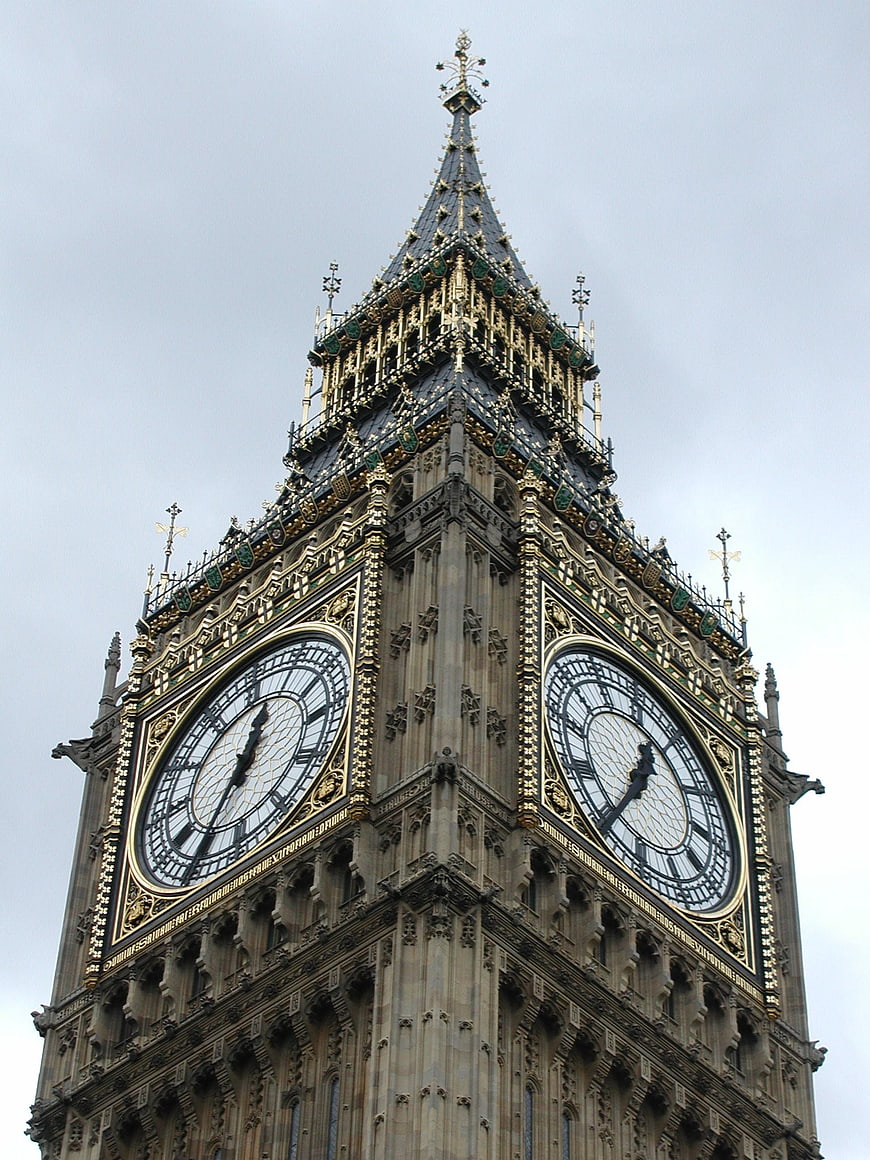 Low angle view of Big Ben clock tower in London
