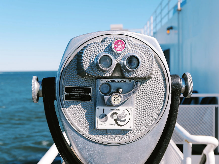 Close-up of Coin-Operated Binoculars on a Ferry Deck