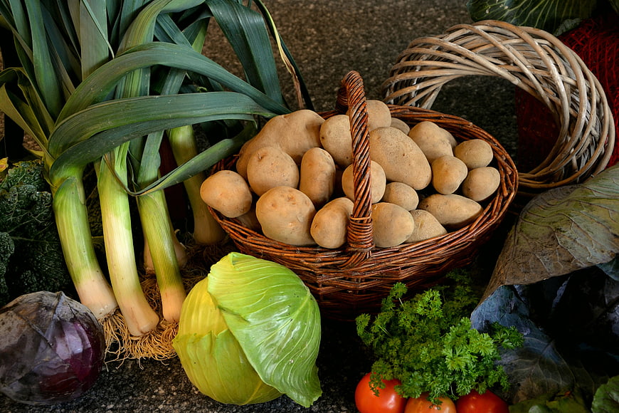 Fresh Harvest Vegetables in Wicker Basket