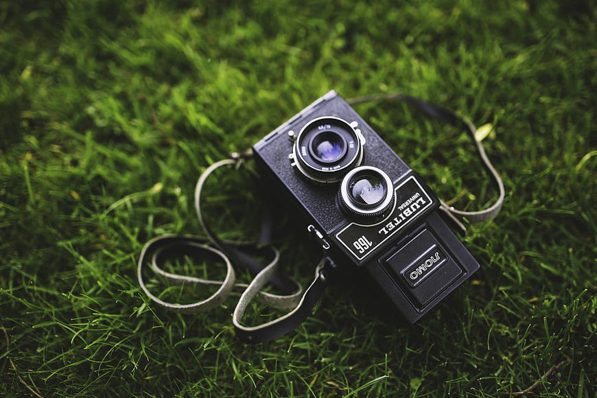 Vintage Lubitel Camera on Green Grass