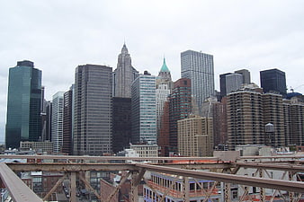 New York City skyline view from Brooklyn Bridge