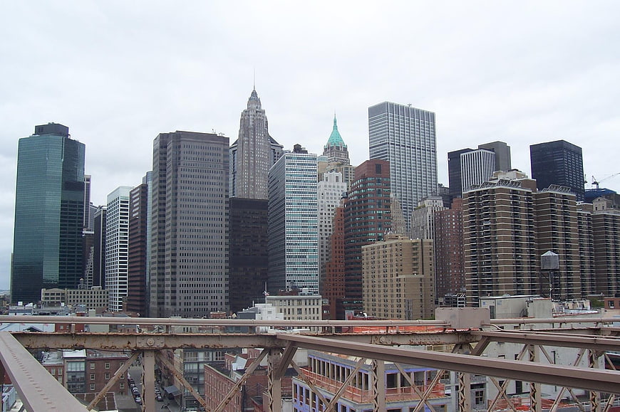 New York City skyline view from Brooklyn Bridge