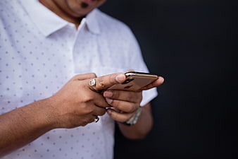 Man Hands Holding Smartphone Texting