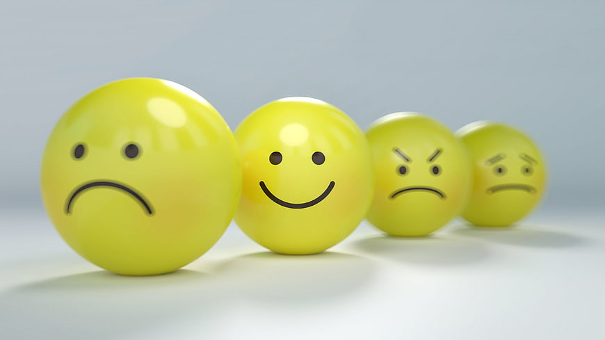 3D Yellow Emojis Showing Different Emotions on White Background